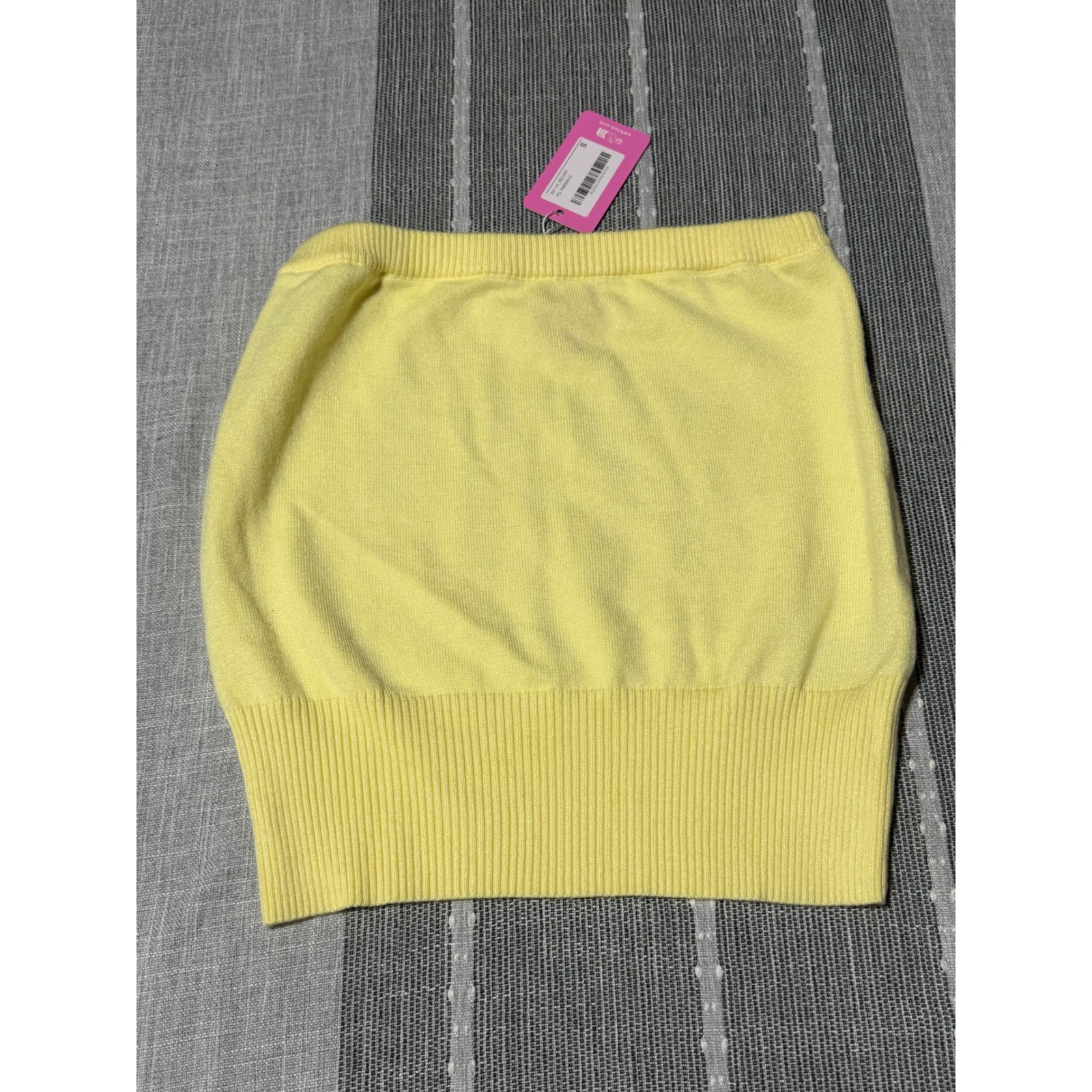 Edikted Yellow Knit Tube Top Strapless Ribbed Hem Size Small S21114-Yellow